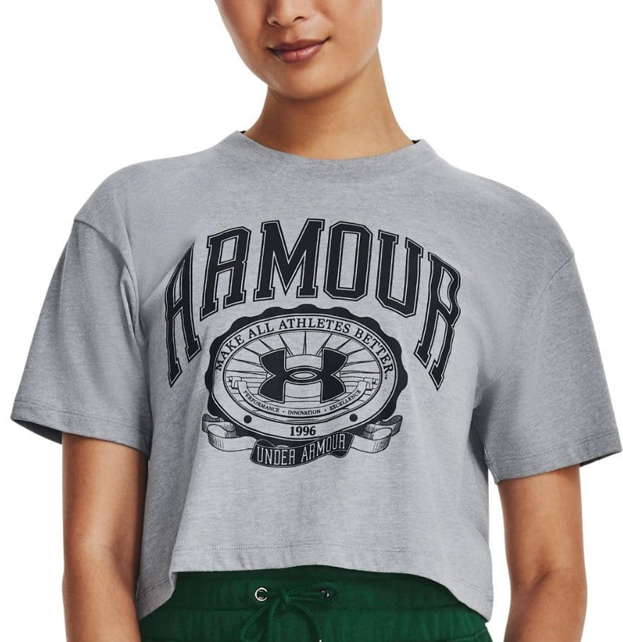 Tee-shirt Under Armour UA COLLEGIATE CREST CROP SS-GRY