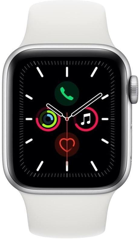 Montre Apple Watch Series 5 GPS, 44mm Silver Aluminium Case with White Sport Band