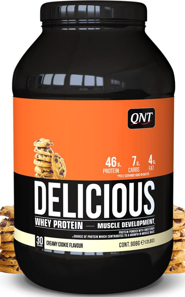 Poudres de protéines QNT Delicious Whey Protein Creamy Cookie - 908g